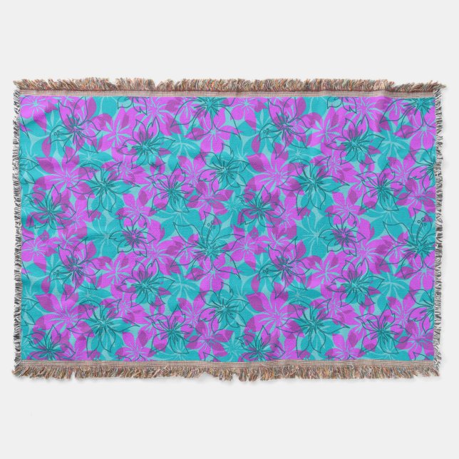 Couverture Olowalu Hibiscus Hawaïen Camouflage Plaids Jetable (Devant)