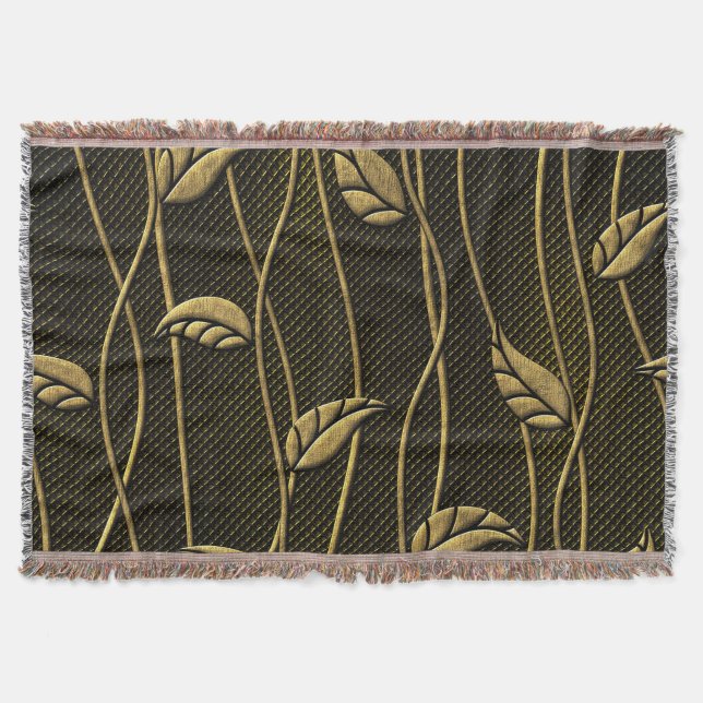 Couverture Or et noir : Texture 3D Feuille. (Devant)