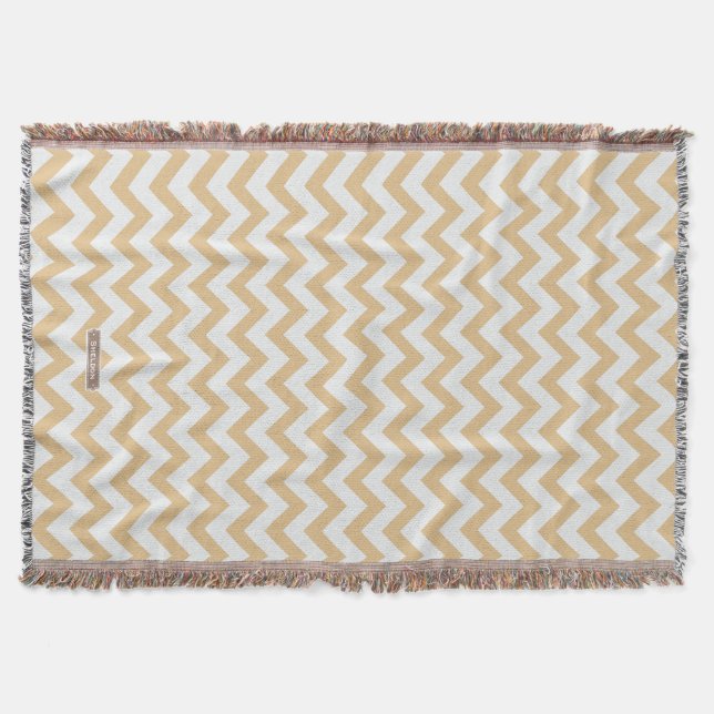 Couverture Or neutre moderne et motif blanc de chevron (Devant)