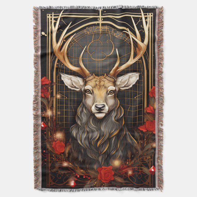 Couverture Or noir moderne et sapin de Noël rouge (devant Vertical)