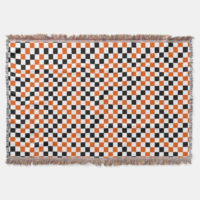 Couverture Orange Noir et Blanc à Damier  (Devant)