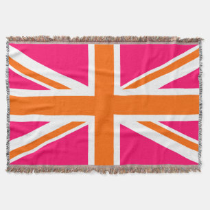 Couverture Orange rose vif et Union Jack blanche