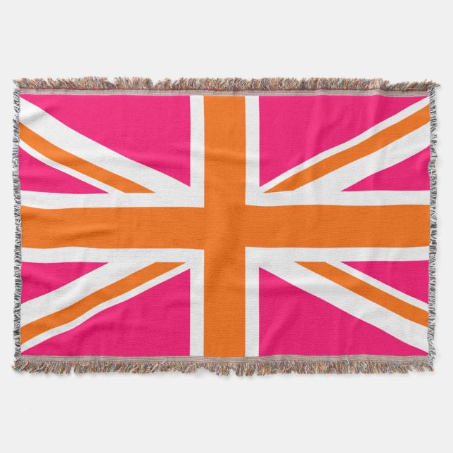 Couverture Orange rose vif et Union Jack blanche (Devant)