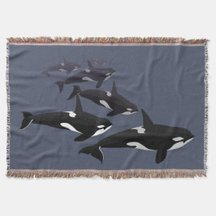 Couverture Orca Blanket Baleine Tueur Baleine Art Jeter Blanc