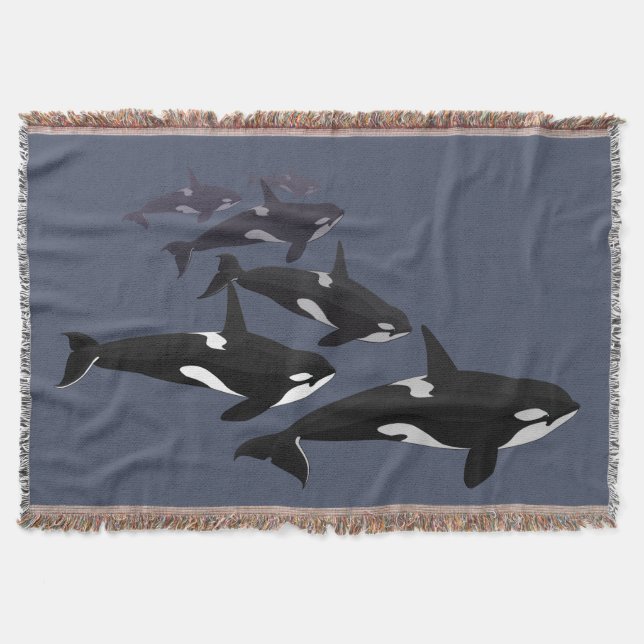 Couverture Orca Blanket Baleine Tueur Baleine Art Jeter Blanc (Devant)