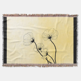 Couverture orchid floral line art on yellow