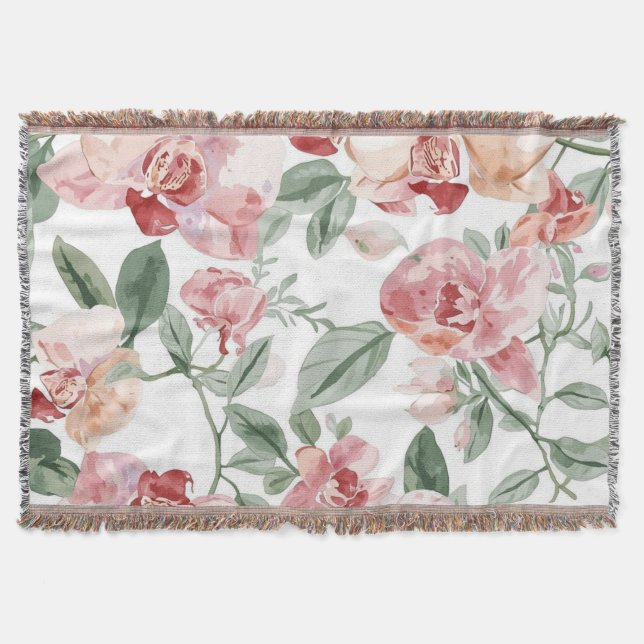 Couverture Orchid Meadow Watercolor Floral Blushing Botanical (Devant)