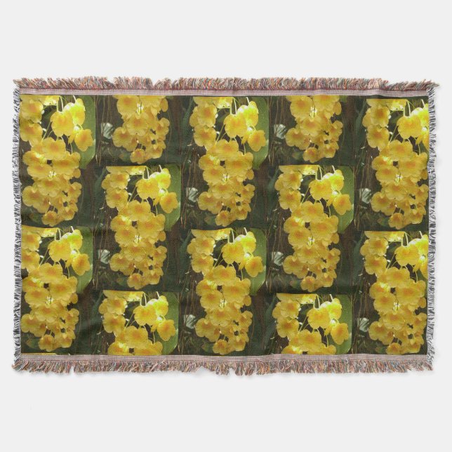 Couverture Orchidées jaunes suspendues Fleurs tropicales (Devant)