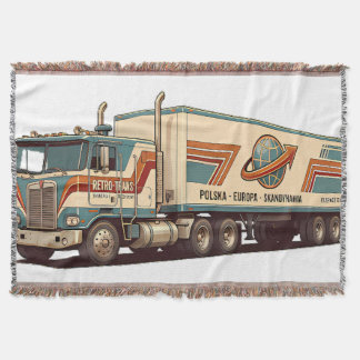 Couverture Oreiller jeté de camion semi-vintage rétro