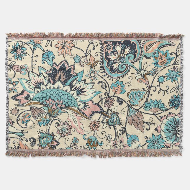 Couverture Oriental Paisley : Elégance Textile Stylisée. (Devant)