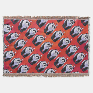 Couverture Ours de panda à Santa Hat sur Rouge