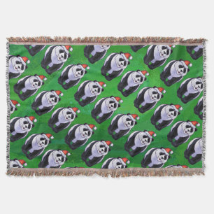 Couverture Ours de panda à Santa Hat sur Vert