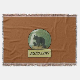 Couverture Ours Noir Et Cubs Saddle Brown Lot