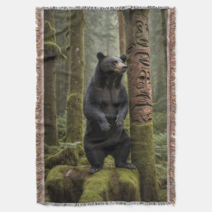 Couverture Ours noir et totem Poteau Art de la faune
