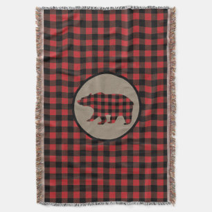 Couverture Ours Plaid Noir Rouge