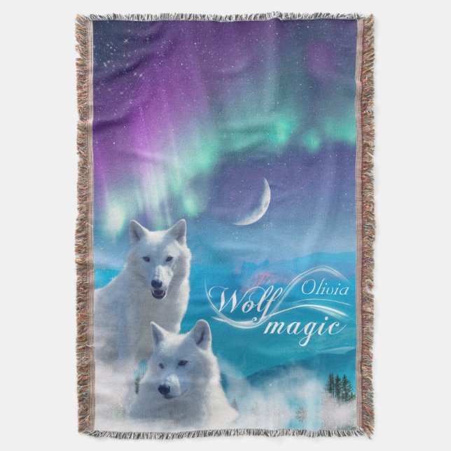 Couverture Paire de loups blancs avec aurores boréales (devant Vertical)