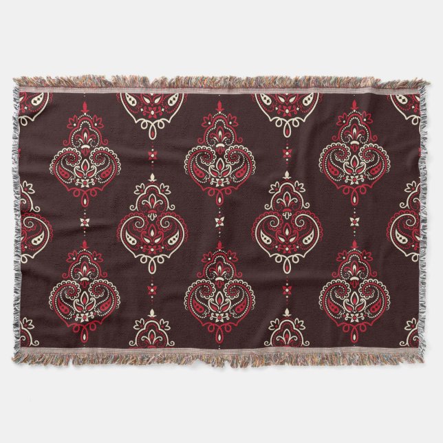 Couverture Paisley Bandana : Boho Vintage Print. (Devant)