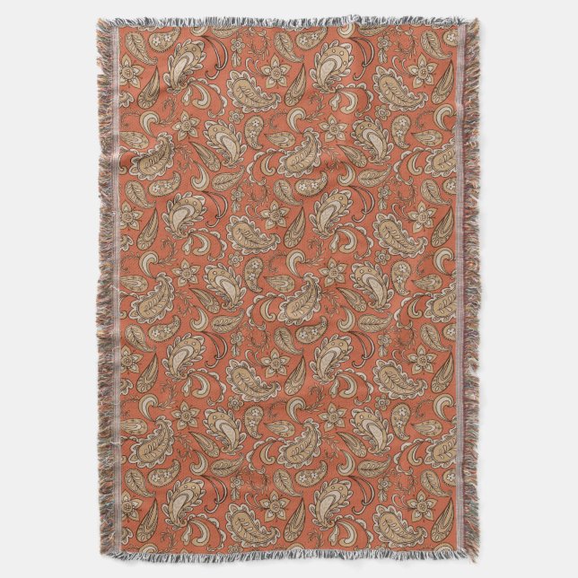 Couverture Paisley Dreams Orange Brown (devant Vertical)