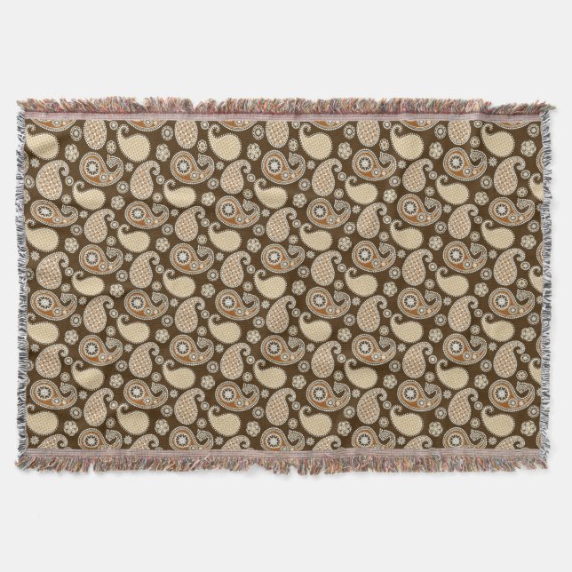 Couverture Paisley motif, Chocolat Brown et Tan (Devant)