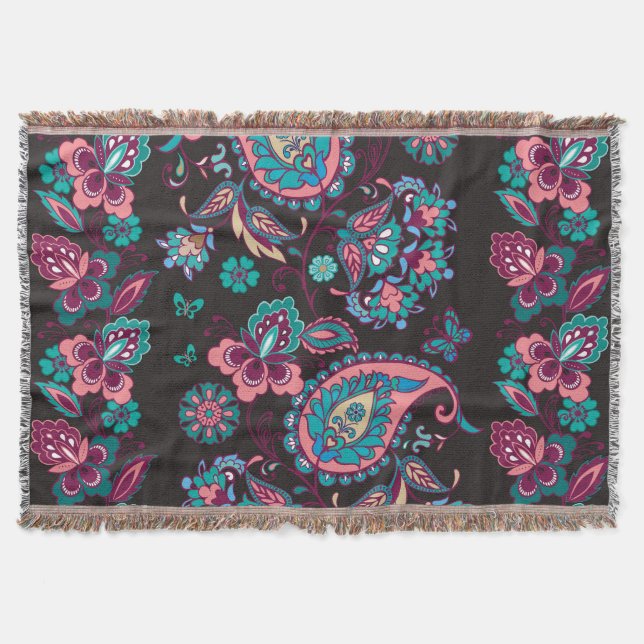 Couverture Paisley Stripe : Noir Décoratif Sans Seamless (Devant)