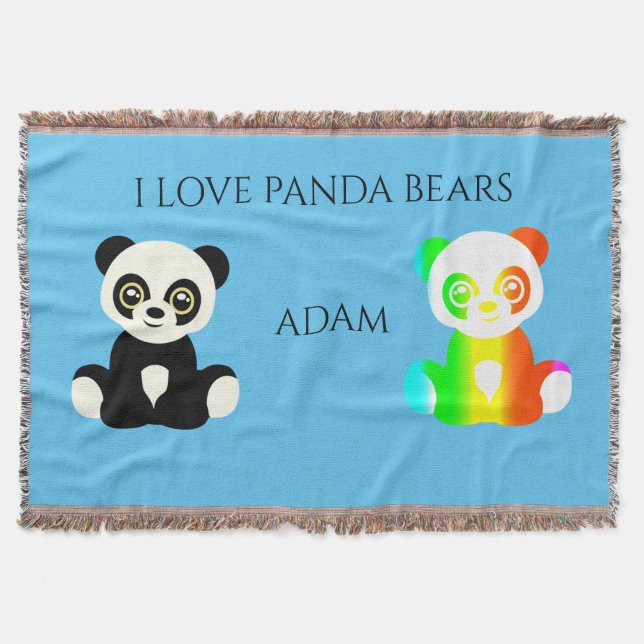 Couverture Panda porte le nom personnalisé jeter une couvertu (Devant)