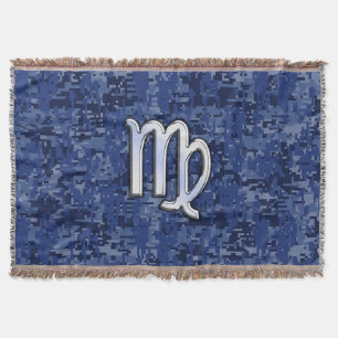 Couverture Panneau Virgo Zodiac sur Camouflage numérique bleu