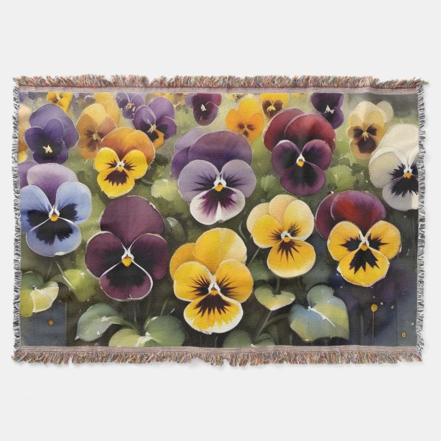 Couverture Pansies jaunes et violets aquarelle (Devant)