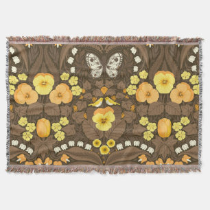 Couverture Pansies jaunes, oiseaux et papillons
