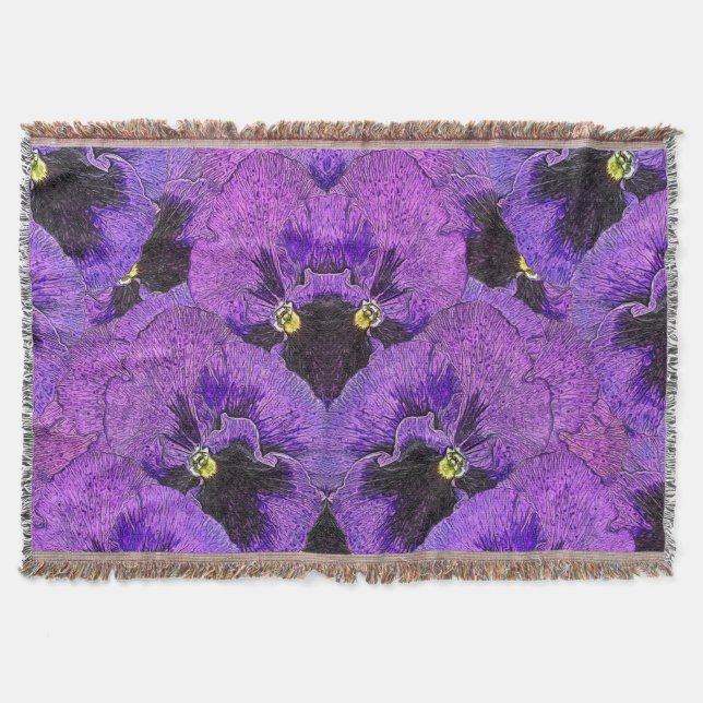 Couverture Pansies violettes, peinture abstraite, art floral (Devant)