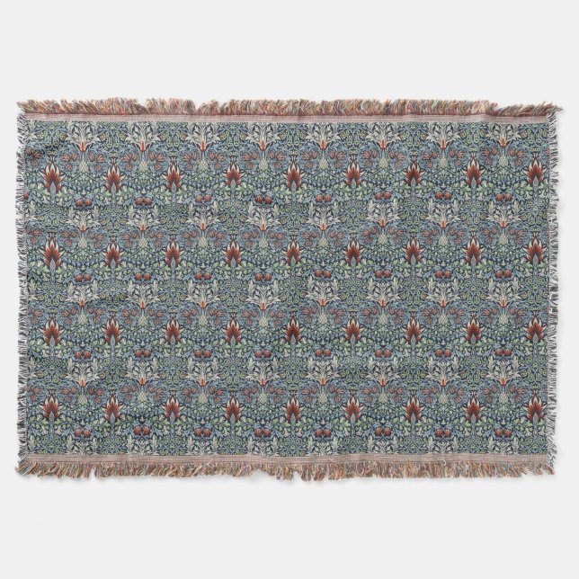 Couverture Papier peint floral Morris Navy Blue Snakeshead (Devant)