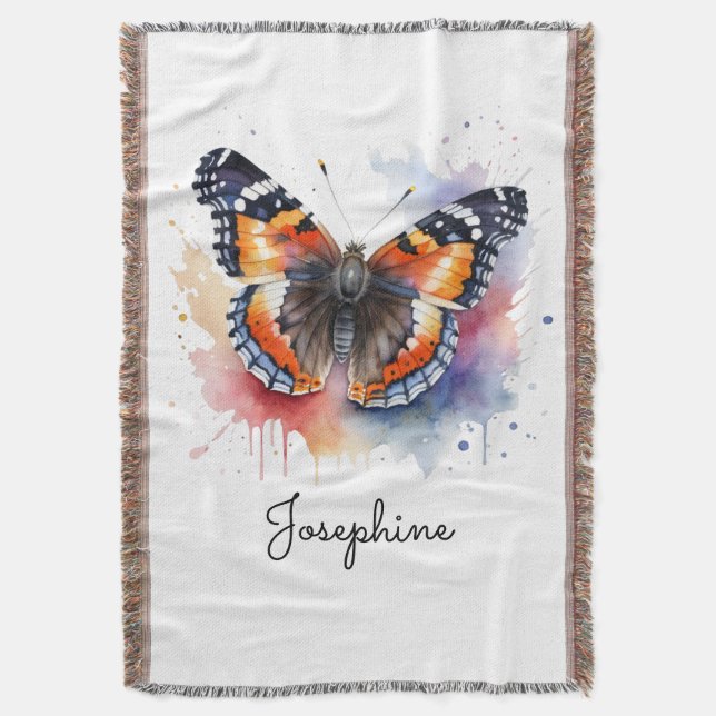 Couverture Papillon Amiral Rouge Aquarelle Nom (devant Vertical)