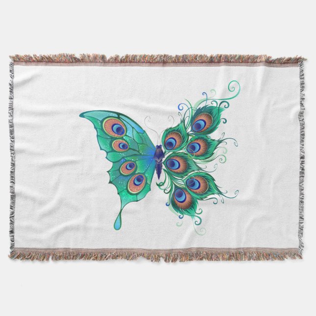 Couverture Papillon aux plumes de paon vert (Devant)