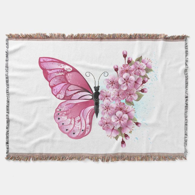 Couverture Papillon de fleurs avec Sakura rose (Devant)