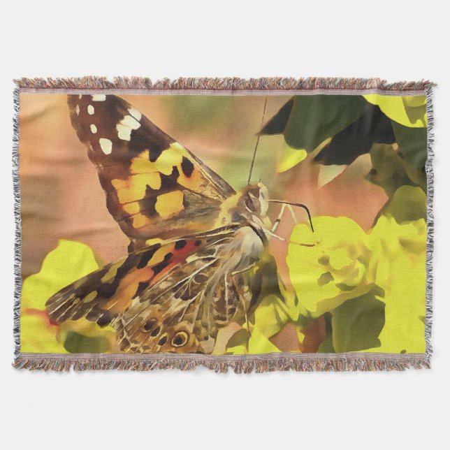 Couverture Papillon de la Dame peint sur Myrtle Spurge (Devant)