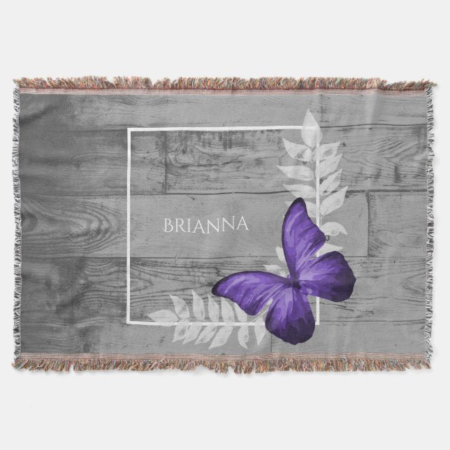 Couverture Papillon pourpre Rustique Personnalisée Blanche (Devant)