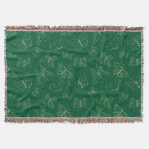 Couverture Papillon vert foncé imprimé, inspiré par la nature