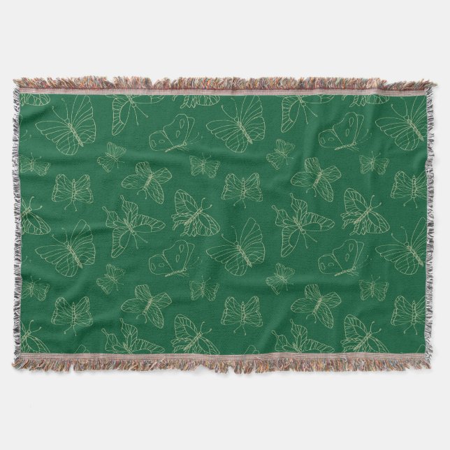 Couverture Papillon vert foncé imprimé, inspiré par la nature (Devant)