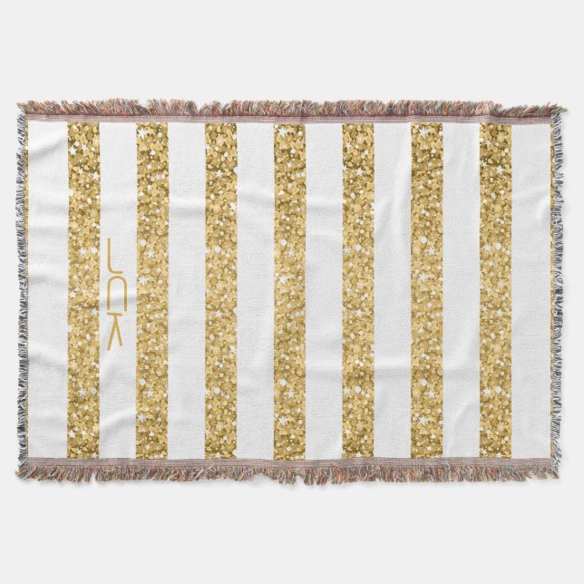 Couverture Parties scintillant d'or Blancs Motif Monogramme (Devant)