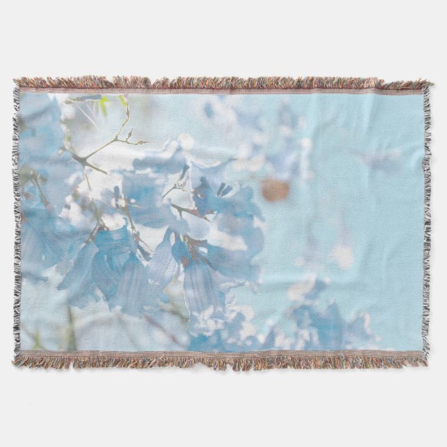Couverture Pastel Bleu Doux Jacaranda Arbre Fleurs Fleurs (Devant)