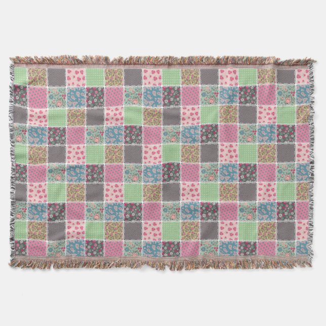 Couverture Pastel Floral Quilt Carré (Devant)