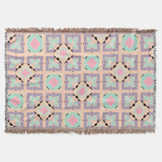 Couverture Pastel Geometric Tile Pattern | Pink Mint Purple 