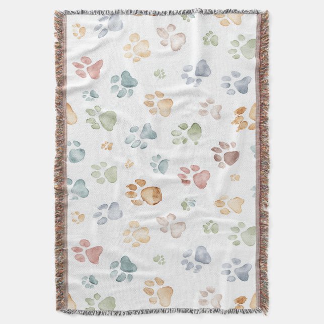 Couverture Pastel Paw Print Throw Blanket Cozy Bloom  (devant Vertical)