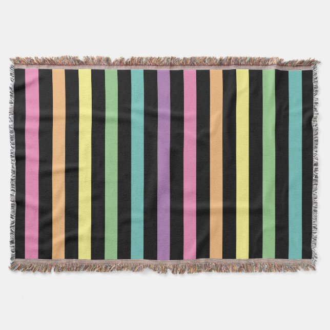Couverture Pastel Rainbow et Black Stripes Motif (Devant)