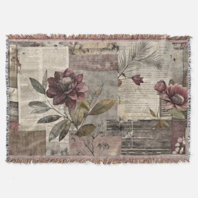 Couverture Patchwork Botanique Rustique Vintage (1) (Devant)