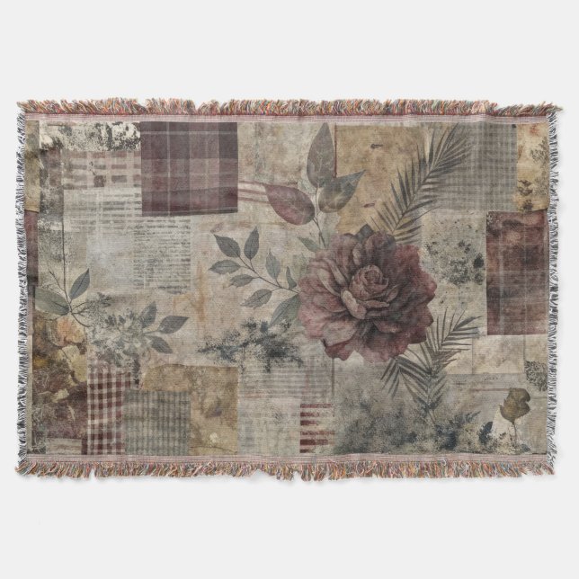 Couverture Patchwork Botanique Rustique Vintage (2) (Devant)