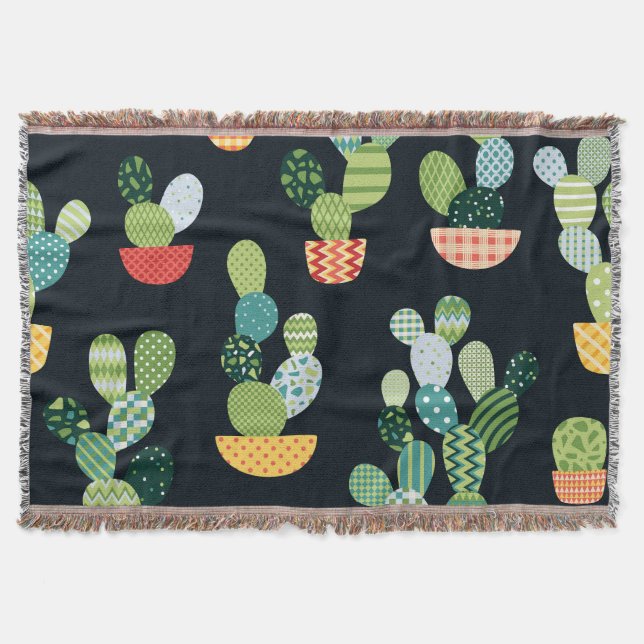 Couverture Patchwork Cactus Plantes Motif sans couture (Devant)