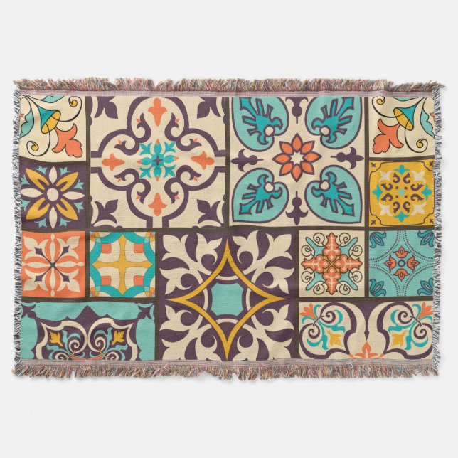 Couverture Patchwork coloré Islam Motifs Carrelage (Devant)