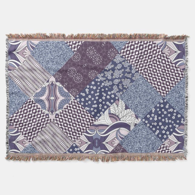 Couverture Patchwork Doodle : Boho Vintage sans joint. (Devant)