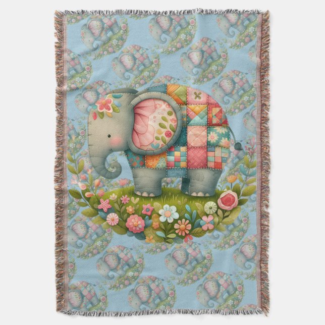 Couverture Patchwork Elephant Floral Meadow Charm (devant Vertical)