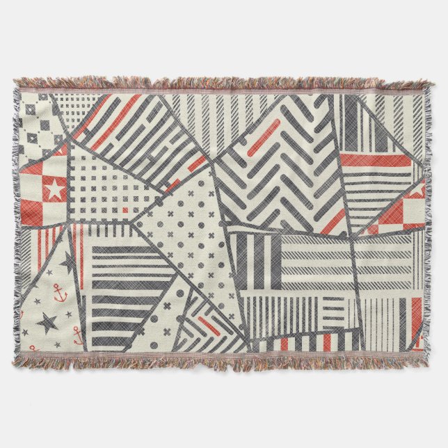 Couverture Patchwork rétro : Conception géométrique Abstraite (Devant)